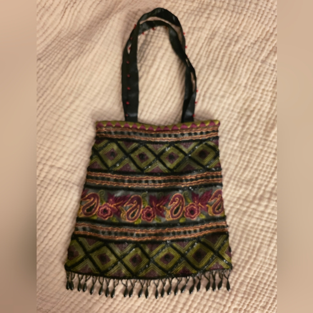 SACHI Multicolor Silk Beaded Evening Bag